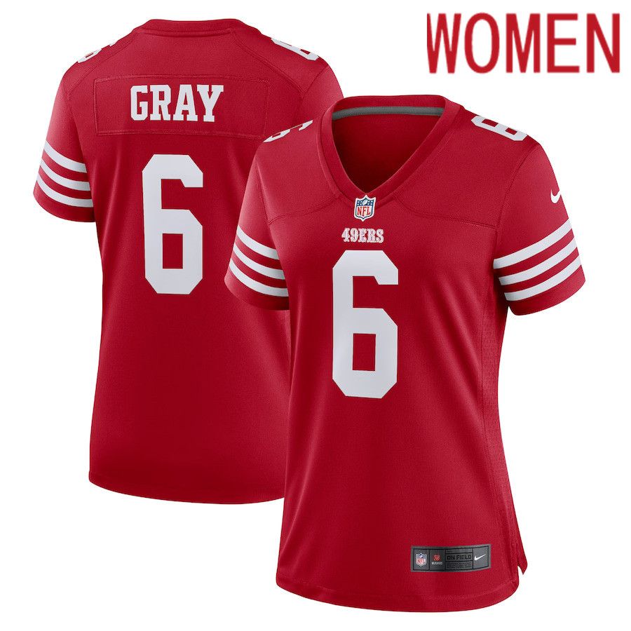 Women San Francisco 49ers 6 Danny Gray Nike Scarlet Game Player NFL Jersey